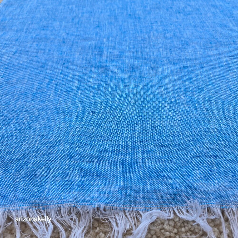 NWOT Turquoise Blue Linen Scarf - Picture 3 of 8